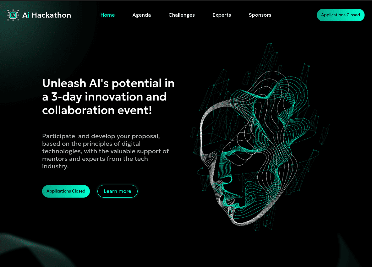 AI Hackathon homepage hero section