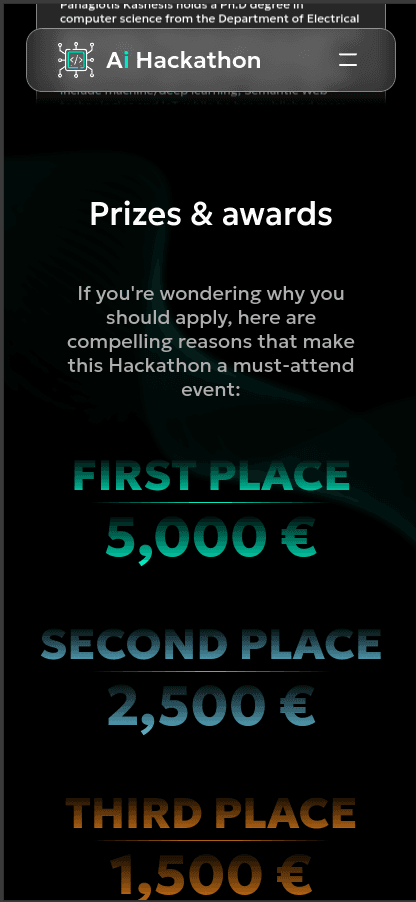 AI Hackathon — prizes mobile